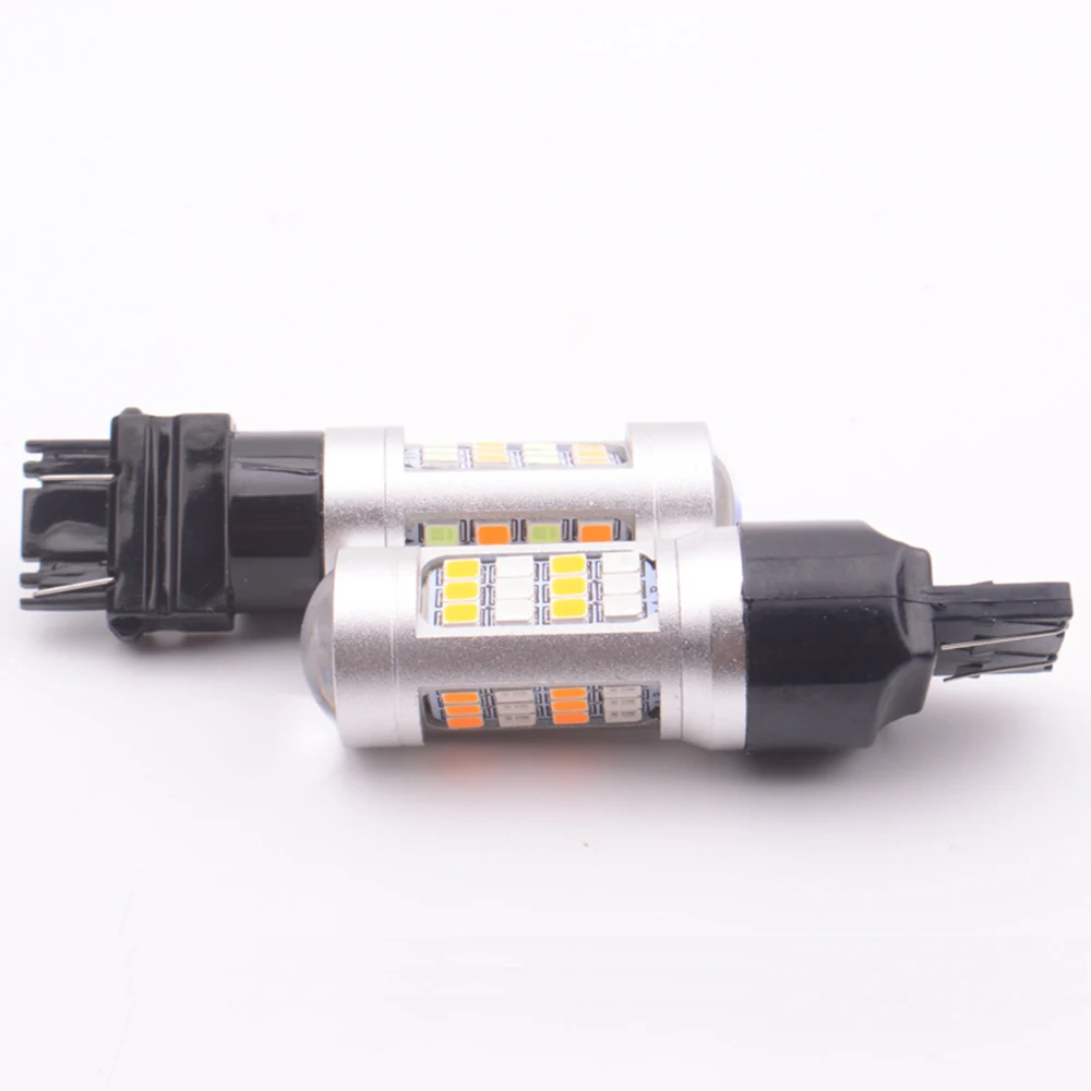 YSY 1 шт. Ксеноновые белые/Янтарные гипер вспышки 7443 3157 2835 Чип 42SMD Switchback