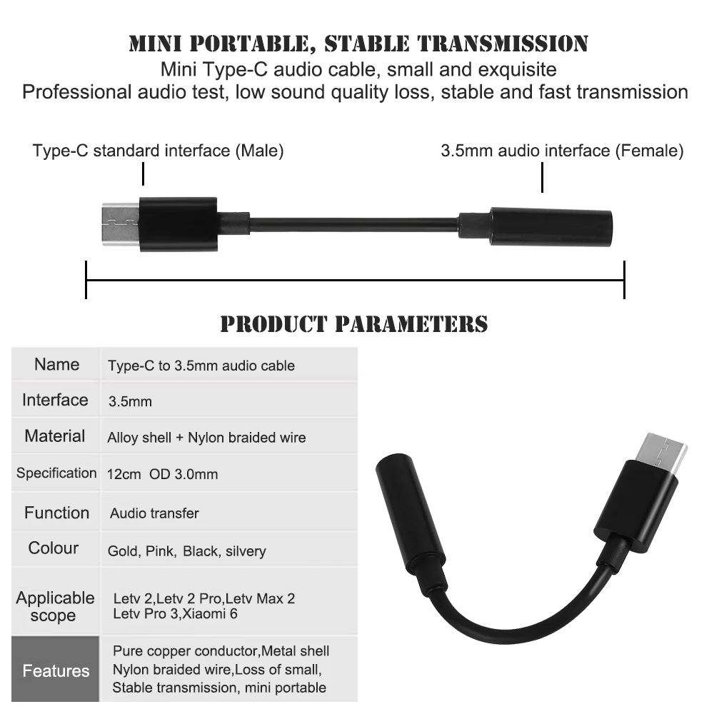 3 5 мм USB-C штекер AUX аудио разъем адаптер usb type C до кабель для наушников type-C