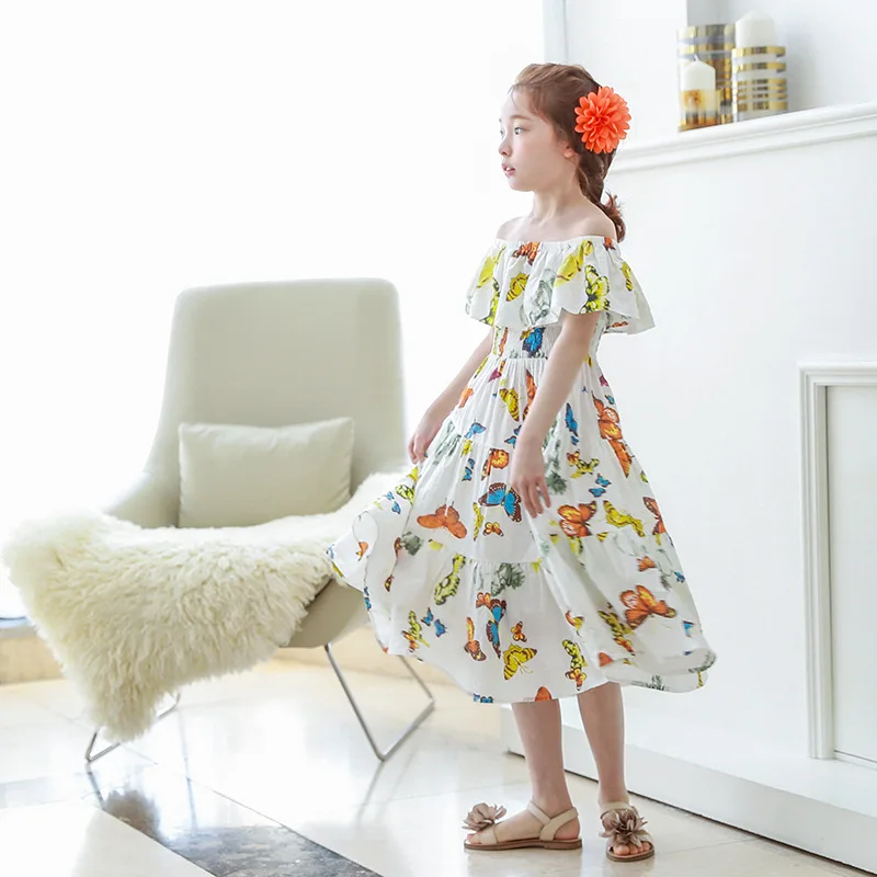 Макси длинные платья для маленьких девочек Лето 2020 новое платье с принтом и