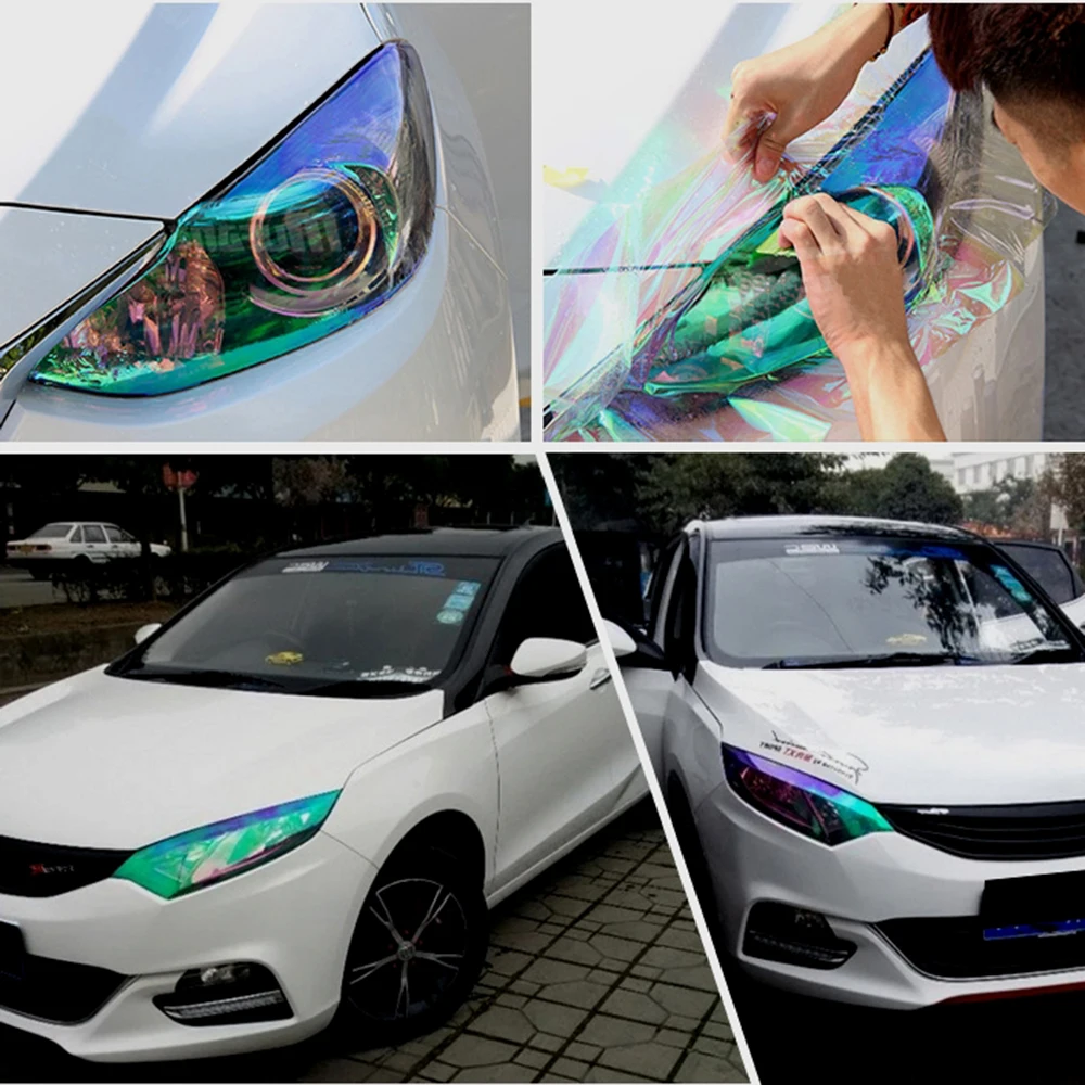 120*30 см блестящие хамелеоновые Автомобильные фары задние фонари прозрачная