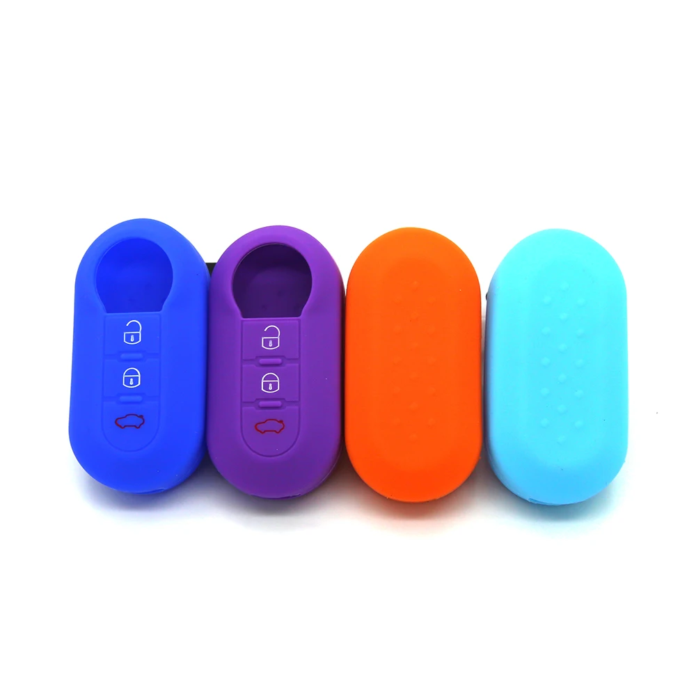 Buy 2 send 3 Button Silicone Key Protect Bag For FIAT 500 500L ABARTH Panda Punto Bravo Flip Car Cover Case Fob Car-styling | Автомобили и