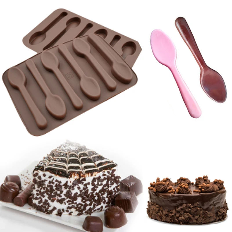 

Silicone 6 Holes Spoon Shape Fondant Mould Cake Decorating Tools 1PC Chocolate Mold Cake Baking Kitchen DIY Jelly Candy Soap 9