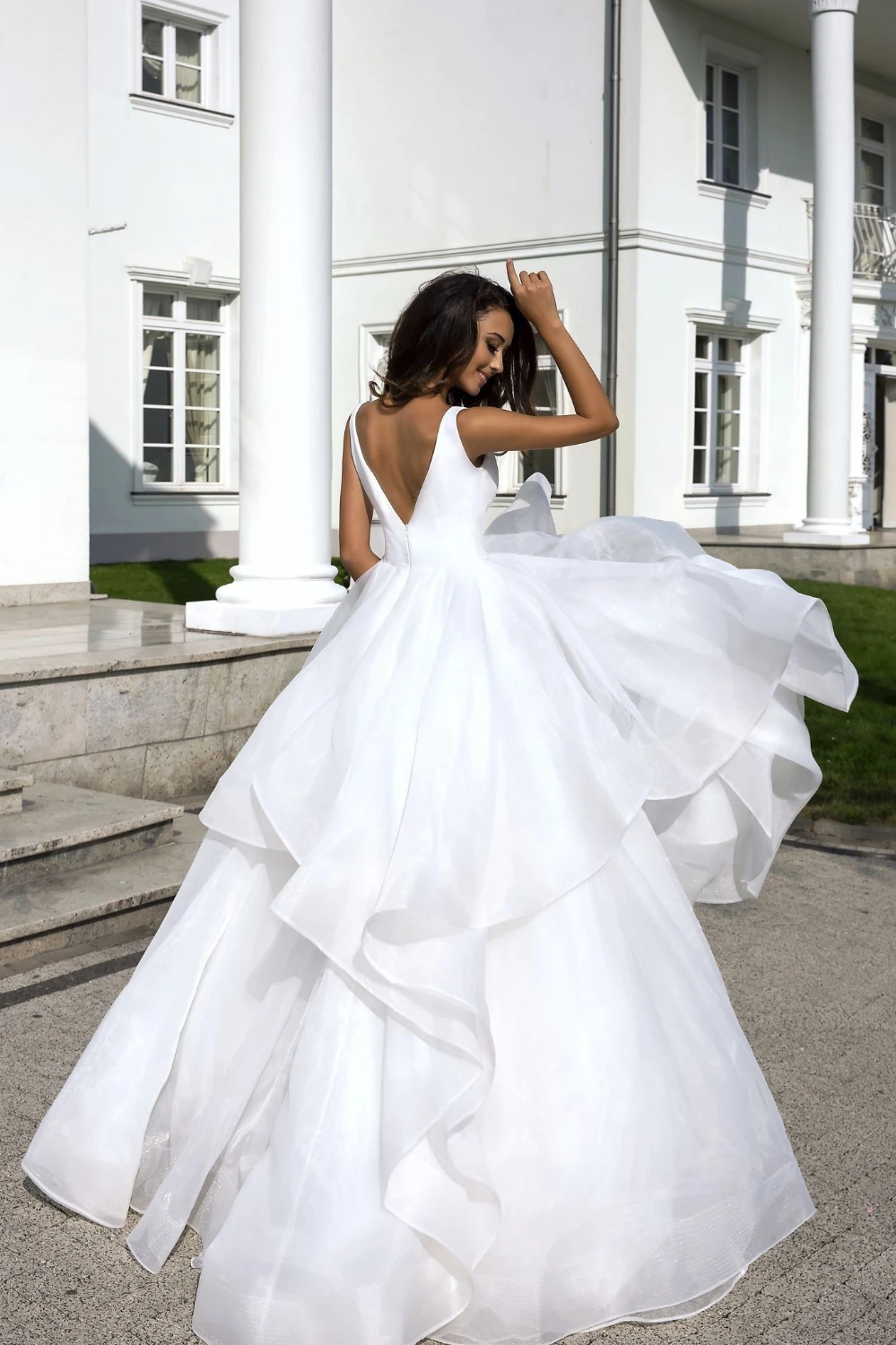 Vivian's Bridal 2019 новое простое свадебное бальное платье из органзы с оборками