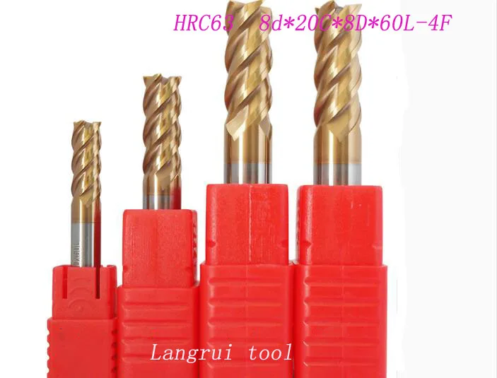 

Free shipping 3PCS HRC63 8d*20C*8D*60L stainless steel special tungsten steel milling cutter steel cutting end mill