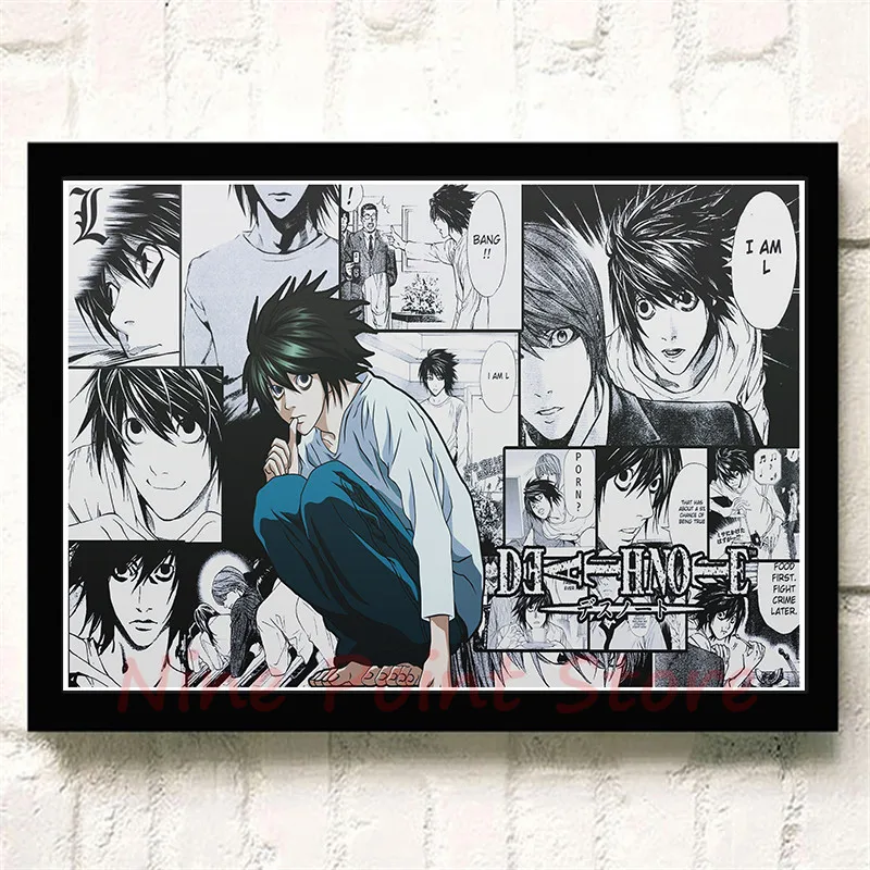 Death Note A стиль японский мультфильм комикс плакат с покрытием бумага плакат стены стикеры кафе декоративная живопись без рамки - Цвет: Коричневый