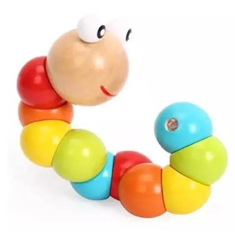 

WYNLZQ 1Pcs Wooden Block Baby Flexible Educational Toys Cute Insects Twist Children Animal Toys Gags & Practical Jokes Birthday
