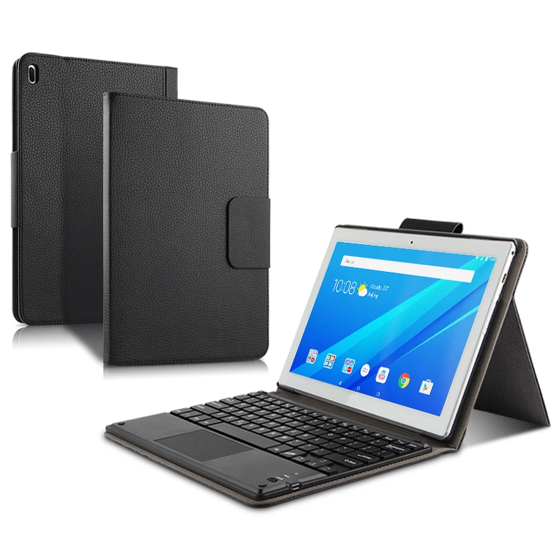 Кожаный чехол для Lenovo Tab 4 10 Rel TB X304F/N X504F/M со съемной беспроводной bluetooth клавиатурой