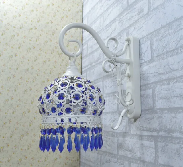 Деревенский модный настенный светильник из кованого железа Хрустальный лампа