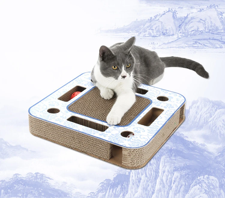 Smartpet гофрированный бумажный кошачий скребок с шариком квадратный игровой трек для домашних животных игрушка-головоломка для кошек Когтеточка доска коврик скребок