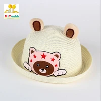 beautiful straw hat spring summer children babys boys girls crimping bear ears baby cover the sun beach hat flanging cap lm50