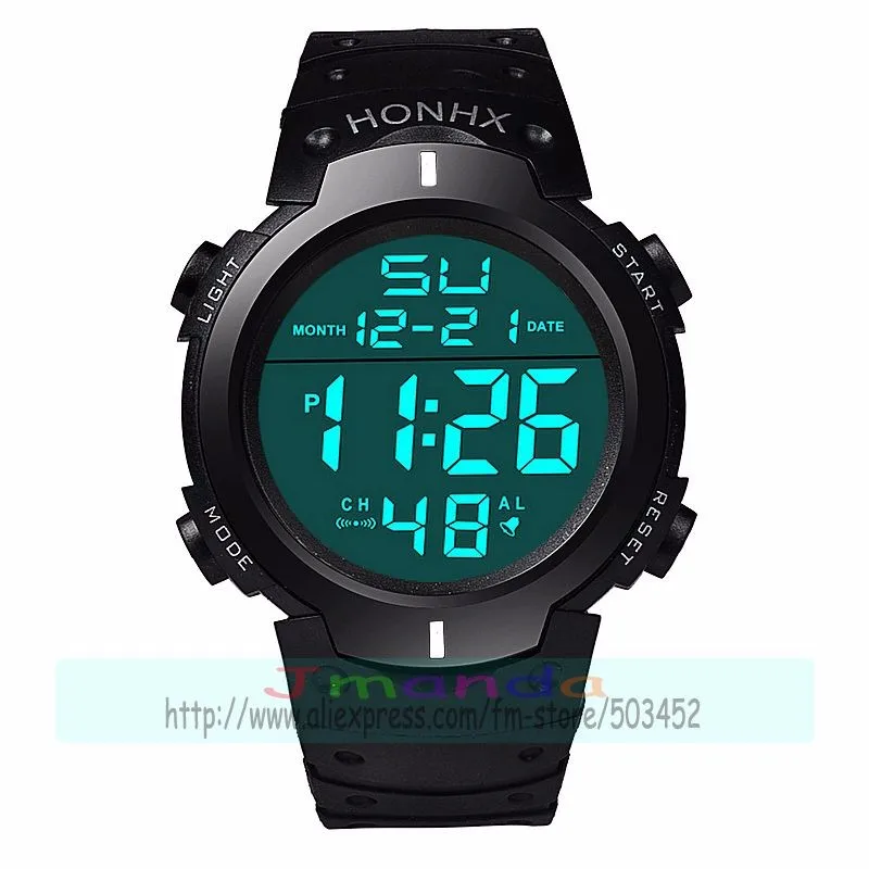 100 шт./лот, HONHX-9001-1, новые цифровые часы с большим круглым циферблатом для детей, горячая Распродажа, высококачественные силиконовые часы с черным ремешком