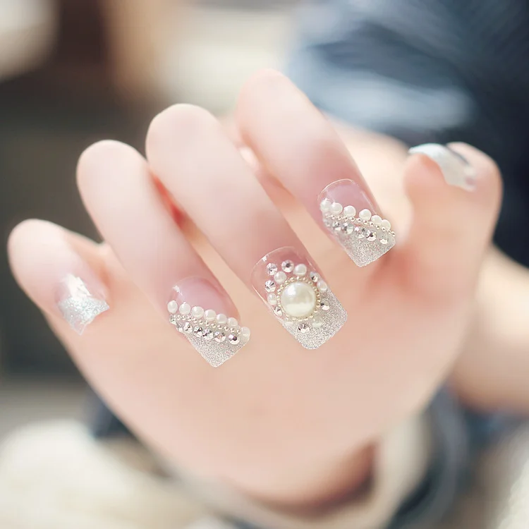 24 шт. элегантный жемчуг леди 3D Diamond Мода Секс стиль пластик книги по искусству Короткие Поддельные наклейка false гвозди советы с клеем [N548]