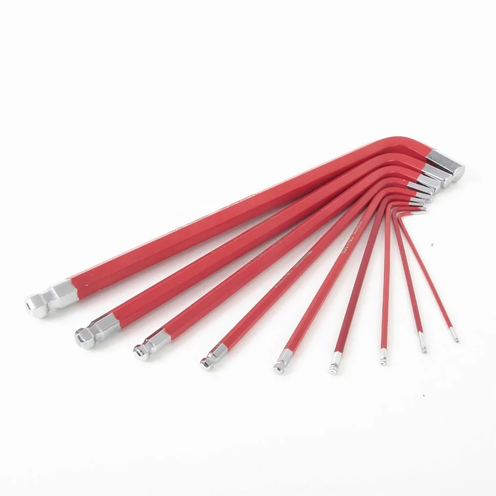

WORKPRO 9pcs Long Arm Metric Hex Key Wrench Set Ball Point Key Set with Ball Ended Key Set