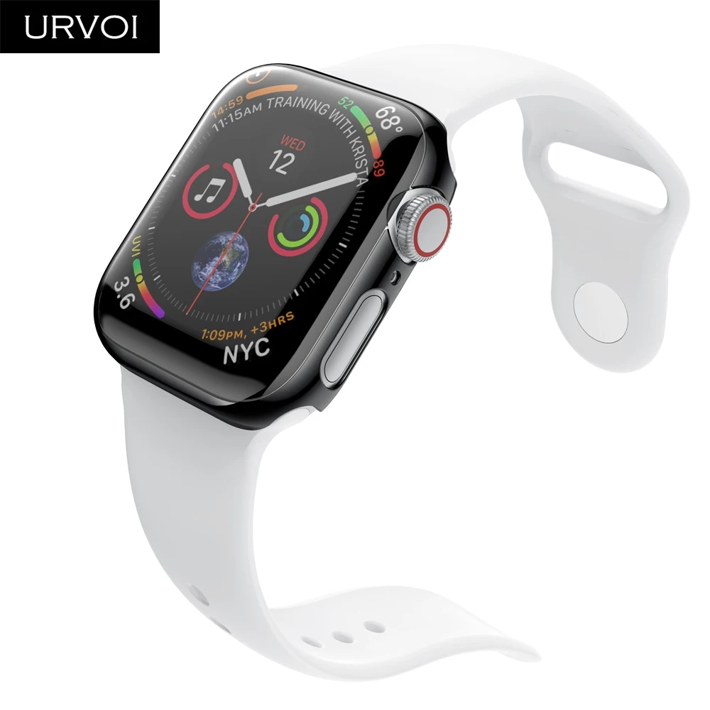 URVOI полное покрытие для Apple Watch series 5 4 3 пластиковый чехол Защита экрана для iWatch Тонкий чехол с гальваническим покрытием 40 44 мм