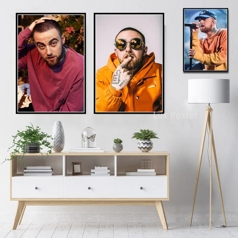 Плакат Mac Miller в стиле хип хоп с изображением певицы и звезд настенная живопись на