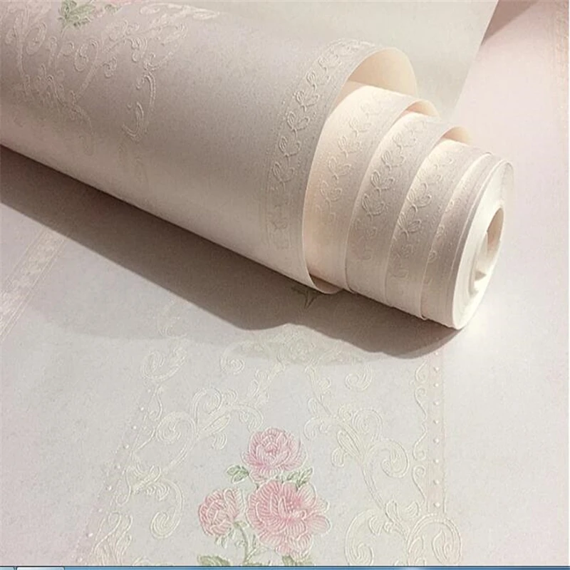 

beibehang papier peint mural 3d Non-woven wallpaper roll fresh pink flowers warm bedroom living room wallpaper 3d on the wall