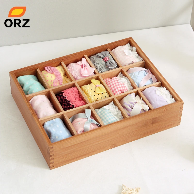 ORZ коробка для хранения носков бамбуковый ящик одежды бюстгальтер нижнее белье