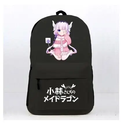 Японский стиль аниме Miss Kobayashi's Dragon Maid Kobayashi-san Chi no Maid Dragon милый женский мужской черный рюкзак школьные сумки - Цвет: 3