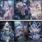 Полный квадратныйкруглый 5D DIY алмазная живопись аниме кошка девушка 3d вышивка узор фантазия Эльф принцесса Вышивка крестом мозаика стикер