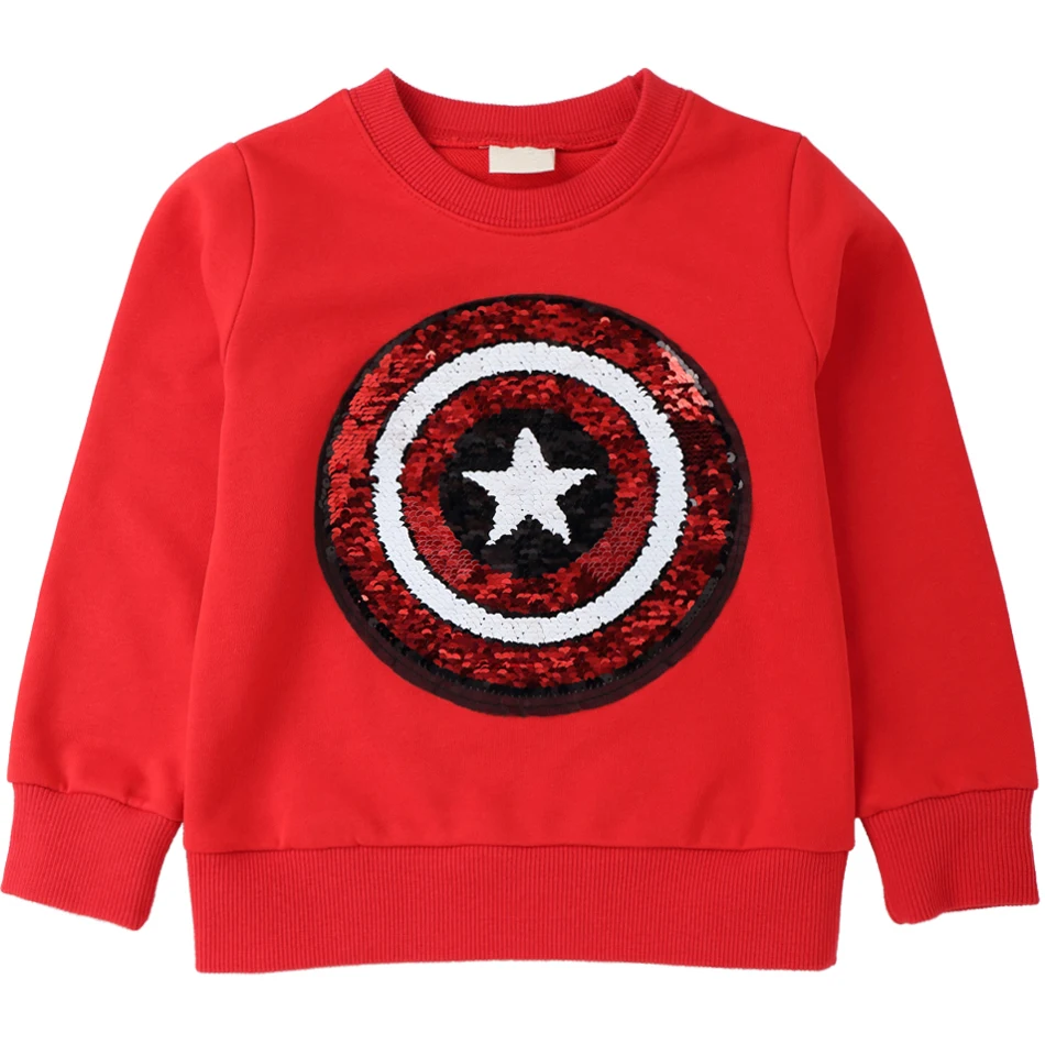 

Captain America Pattern Sweatshirts for Children Long Sleeve Tops boys T-shirt Girls Pullover Blouse Kids Clothes Autumn 2018