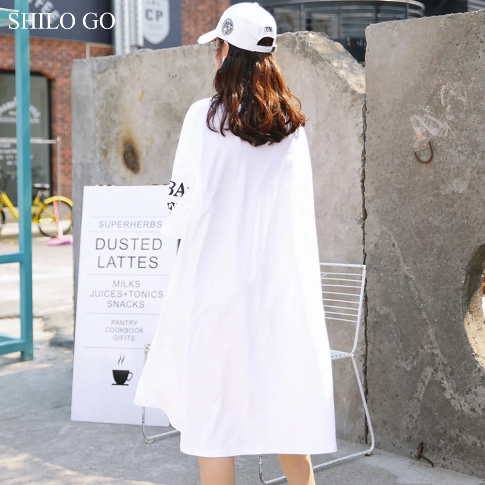 Женское асимметричное платье-футболка SHILO GO белое повседневное свободное