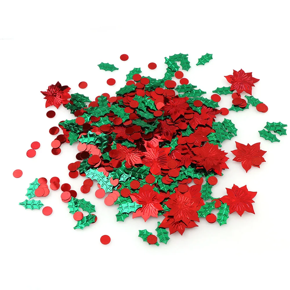 15 г разноцветные пластиковые рождественские зеленые листья красный цветок