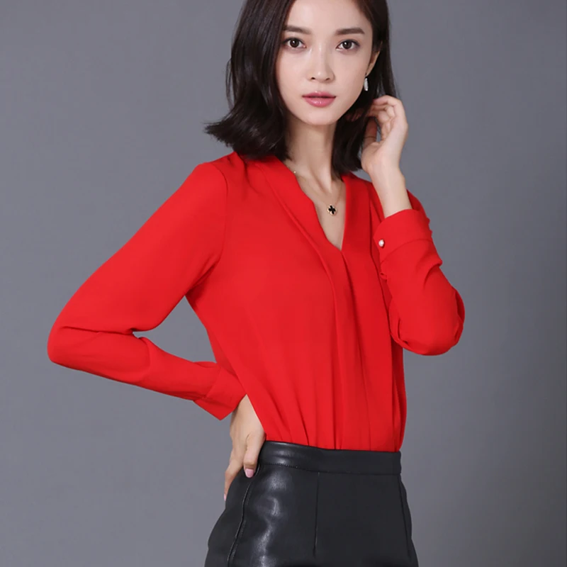 Женская футболка в Корейском стиле женская с длинным рукавом и v образным вырезом