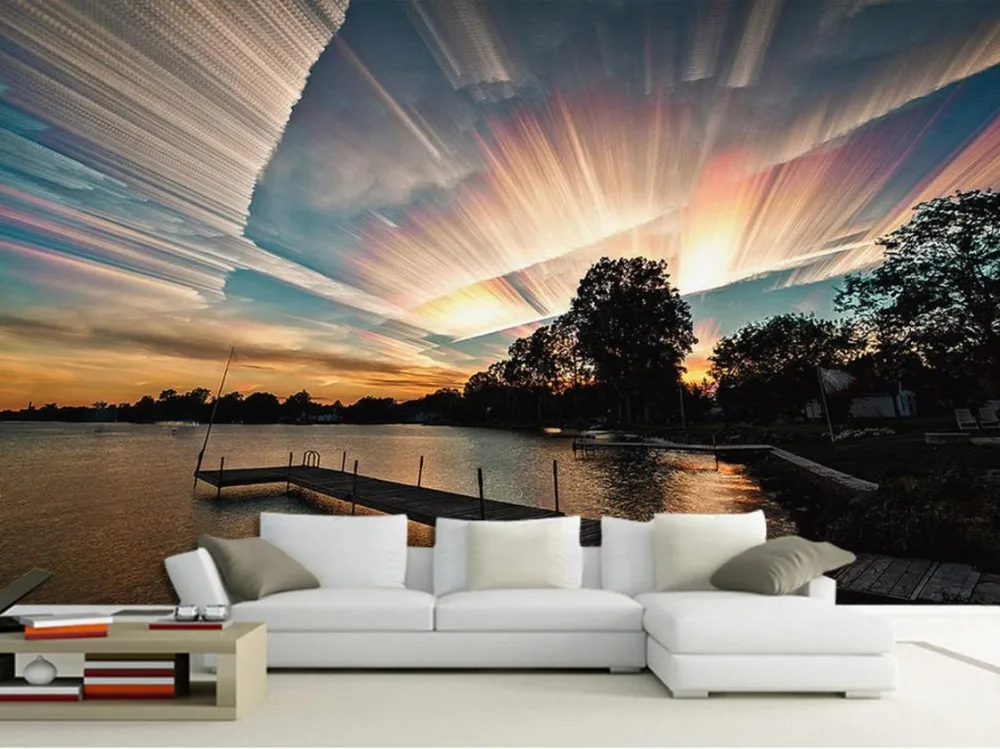 3D стереоскопический пейзаж обои небо природа для гостиной фото фон украшение