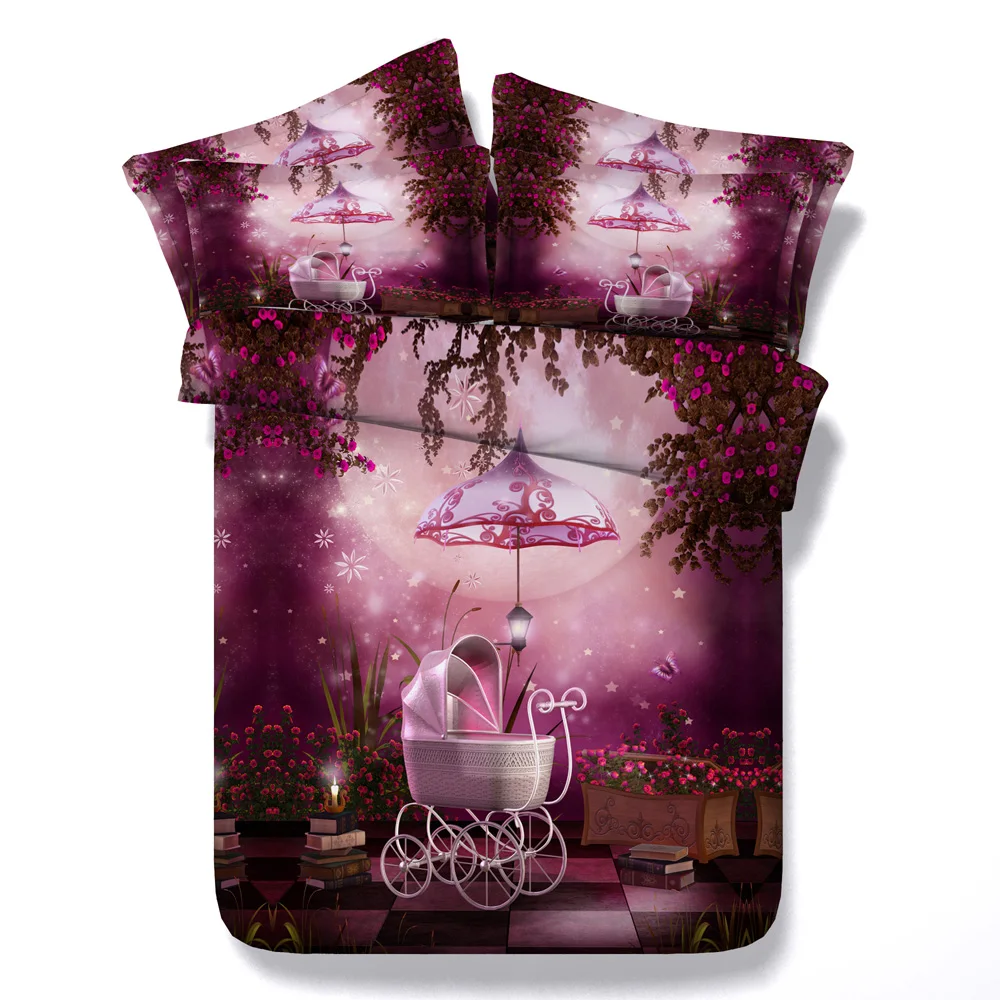 4 шт хлопок 3d колесо обозрения/пляж/коляска/револьверный комплект постельных