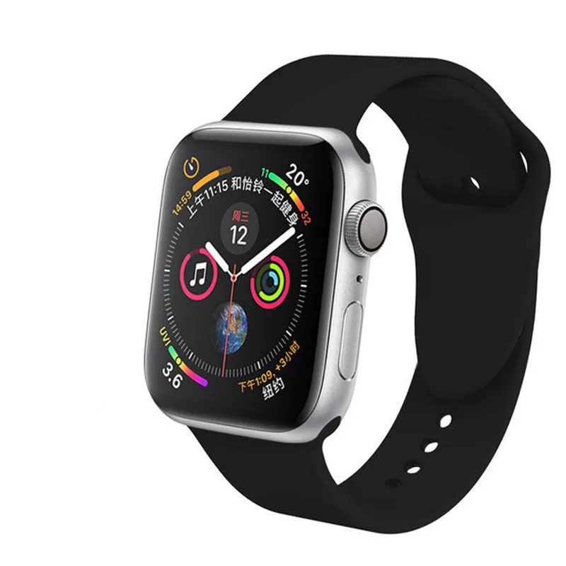20 цветов, спортивная мягкая силиконовая лента для Apple Watch, 38 мм, 42 мм, 40 мм, 44 мм, браслет, сменный ремешок для IWatch, серия 1, 2, 3, 4