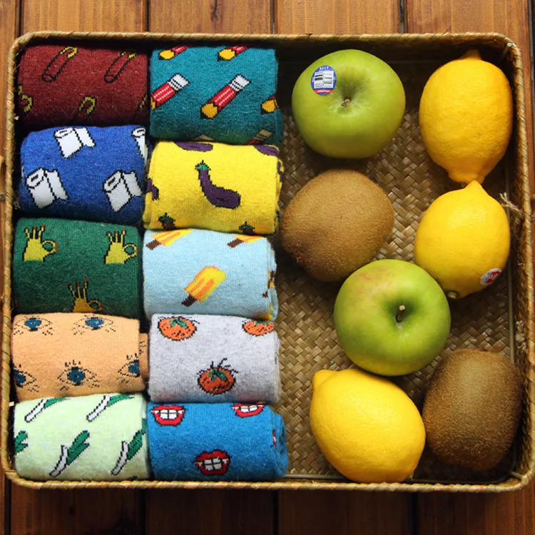 Новинка 2017 милые шерстяные носки с мультяшным рисунком фруктов для женщин зимние