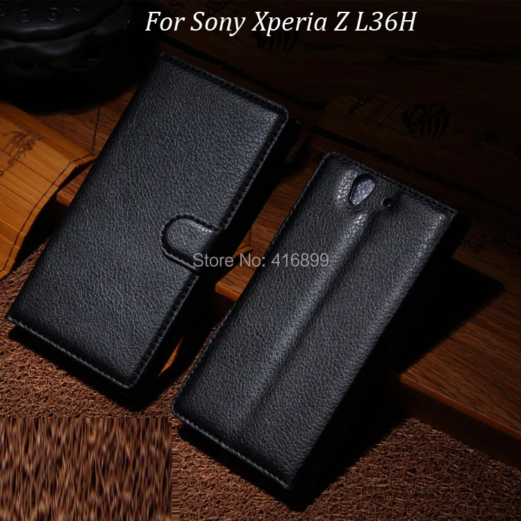 Чехол для Sony Xperia Z L36H магнитный перевёрнутый бумажник стойка личи кожа с 2
