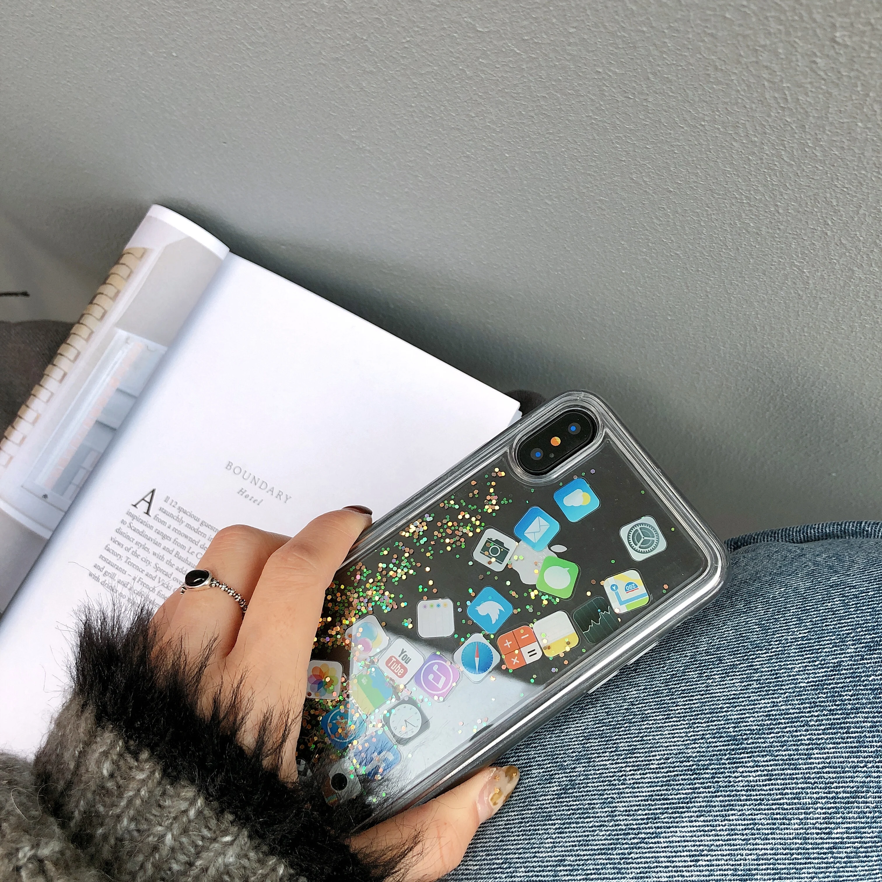 Quicksand Capinha для iPhone 7 Plus 8 6 6s 6plus динамический жидкий Жесткий Чехол ПК чехол X Xs Max Xr Capa