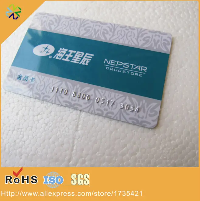 1000pcs plastic embossed silver membership cards with high-co magnetic strip panel