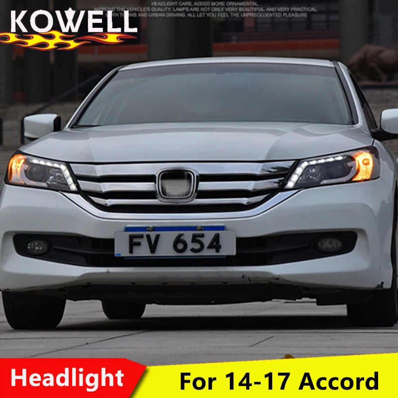 

KOWELL car styling for VLAND headlamp for Honda Accord 2014-2015 LED headlight for Accord 9th Gen Bi-Xenon lens plug and play