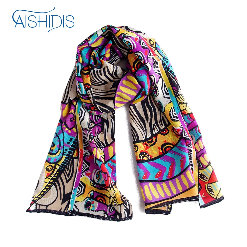 100% шелк Драпированный шарф женский в форме кошки 2017 шейный платок Модный новый