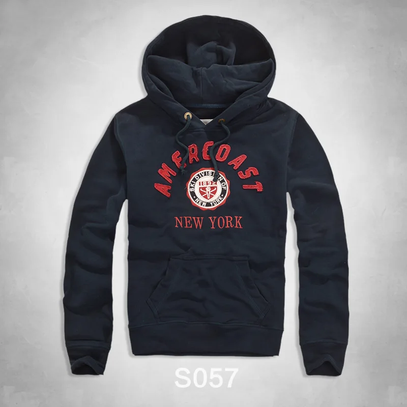 S057 Navy Blue Хлопковый мужской осенний зимний теплый вязаный мужской повседневный пуловер с капюшоном, мужской хлопковый свитер, классический мужской свитер - Цвет: S057 Navy Blue