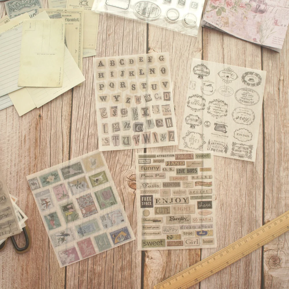 45 шт. DIY темы для квитанции старых документов мини карточки фон крафт бумага штамп