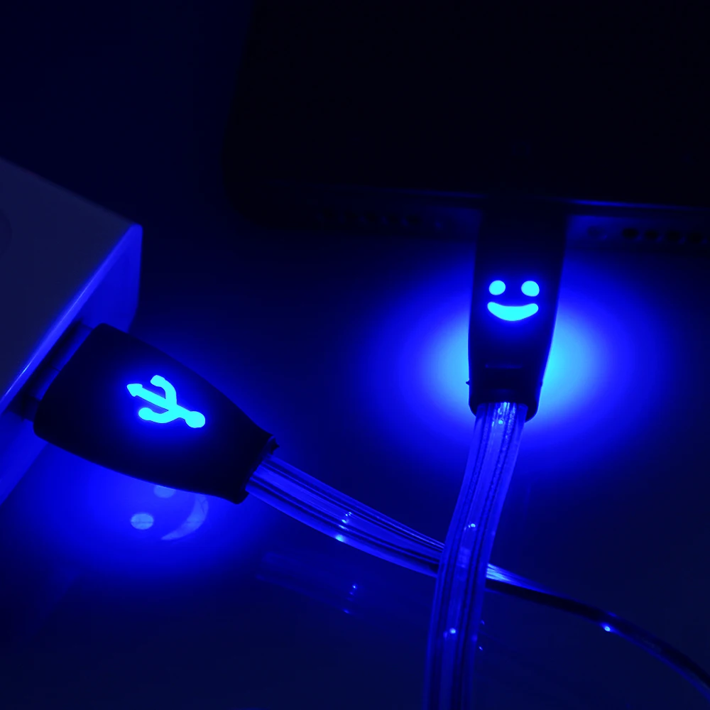 Кабель Micro USB со светодиодной подсветкой и улыбающимся лицом|Кабели для мобильных