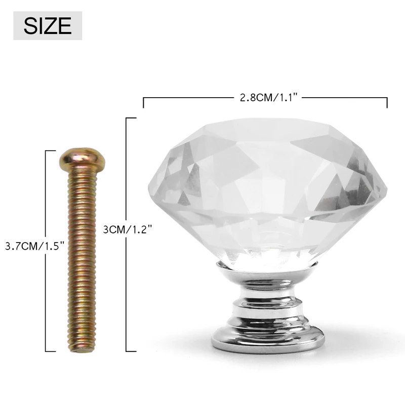 30 мм прозрачный дверную ручку современный комода wardrob diamond Стекло дверная ручка с