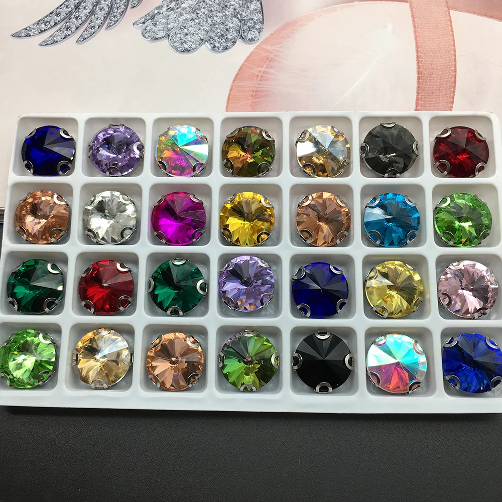 

Round Sew On Rhinestones with Claw Round Sew On Claw Rhinestone Crystal Glass Glitter Strass For Clothes Bags Shoes