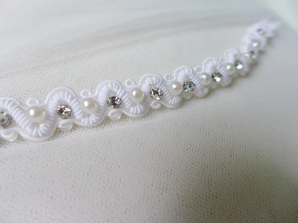 3 Yards White Beaded Trim With Rhinestone Crystal Pearl Lace For Wedding Cake Home Decor Bridal Belt Sewing Patchwork | Дом и сад