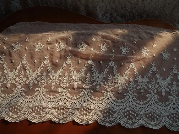 Сетчатое кружево с вышивкой 5 ярдов хлопчатобумажная кружевная ткань цветочным