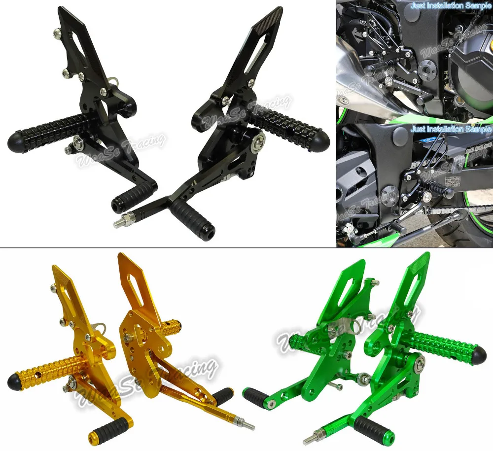 

Sale CNC Adjustable Rider Rear Sets Rearset Footrest Foot Rest Pegs For Kawasaki Ninja 250 300 EX300 Z300 2013 2014 2015 2016