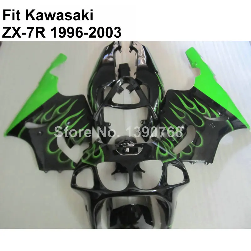 Бесплатная Настройка обтекателей для Kawasaki ninja ZX7R 1996-2002 2003 Черный Зеленый