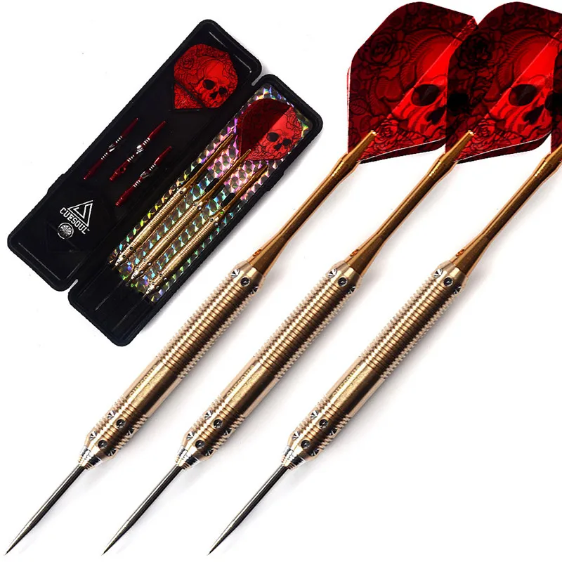 New CUESOUL 3PCS 23g 25g 27g Professional Steel Tip Darts Needle Golden Dart Body With Red Flights High Grade|body jewelry 18 gauge|body heightdart