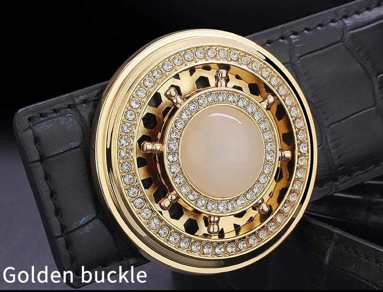 High quality designer belt men genuine leather luxury famous rotate round buckle Crocodile pattern Waist Strap Casual Waistband