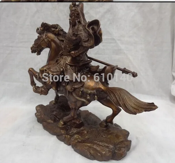10 &quotКитайский Бронзовый Воин ZhongYi Дракон GuanGong GuanYu Конная прогулка Статуя|horse|statue