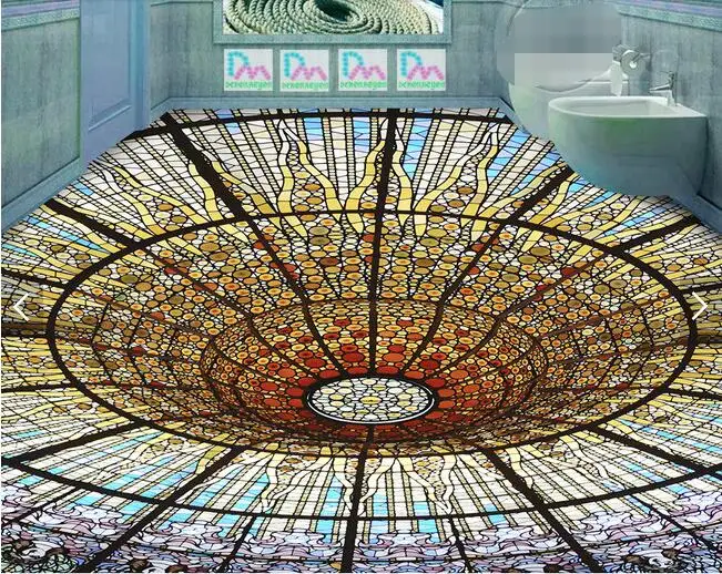 3d полы на заказ водонепроницаемые обои 3 d мечта красочные ванная комната фото для