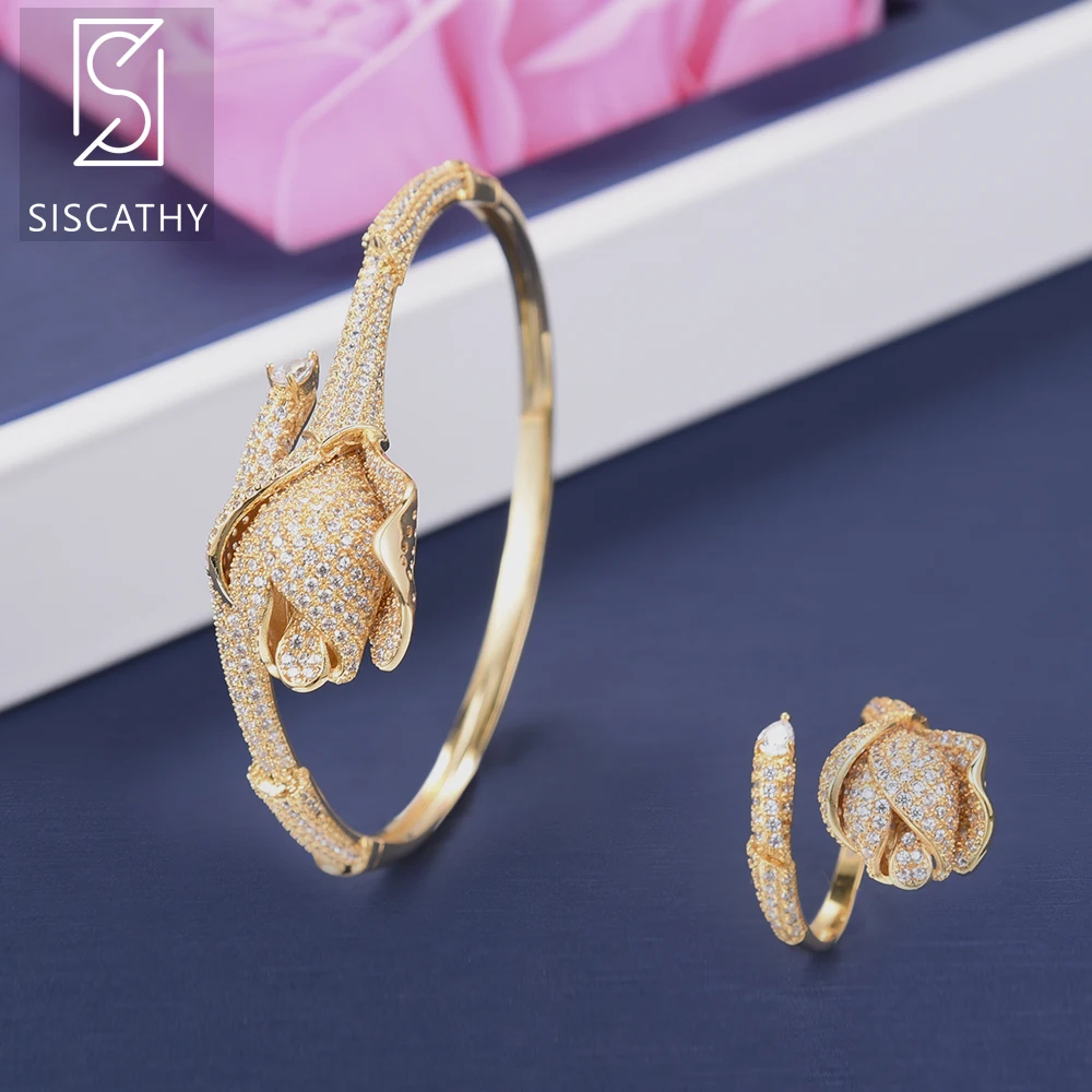 Женский комплект украшений Siscathy из 4 предметов ожерелье/серьги/Кольцо/браслет с